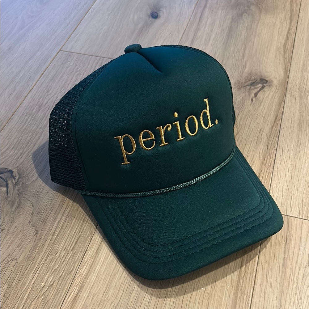 Women’s green Trucker Hat baseball cap with Gold Embroidery